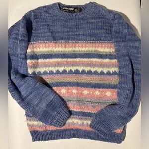 Vintage Manos del Uruguay handmade wool sweater knitwear fairisle chunky cottage